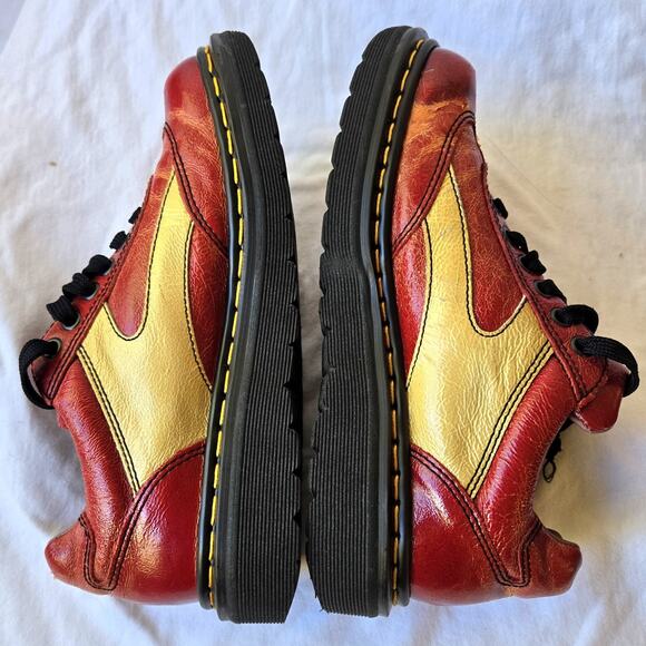 Vintage 90s Dr Martens Red/Yellow Chunky Oxfords Size 5/ US Women's 8 England - Picture 5 of 15